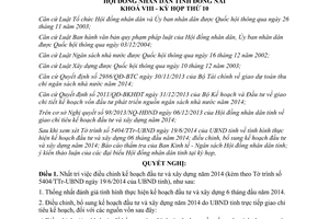 Nghị quyết 110/2014/NQ-HĐND điều chỉnh kế hoạch đầu tư xây dựng 2014 Đồng Nai