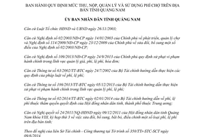 Quyết định 17/2014/QĐ-UBND mức thu nộp quản lý sử dụng phí chợ Quảng Nam