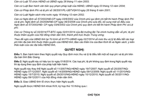 Nghị quyết 10/2014/NQ-HĐND mức thu tỷ lệ điều tiết phí lệ phí Bắc Giang