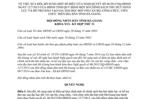 Nghị quyết 130/2014/NQ-HĐND sửa đổi 96/2013/NQ-HĐND chính sách thu hút nhân lực Hà Giang