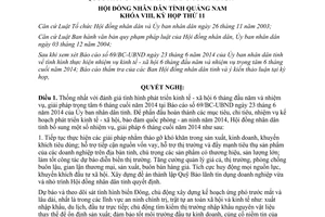 Nghị quyết 113/2014/NQ-HĐNĐ phát triển kinh tế xã hội quốc phòng an ninh 6 tháng cuối 2014 Quảng Nam