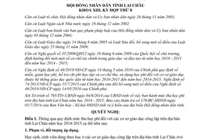 Nghị quyết 100/2014/NQ-HĐND mức thu học phí cơ sở giáo dục công lập Lai Châu năm học 2014 2015