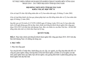 Nghị quyết 119/2014/NQ-HĐNĐ chính sách khuyến khích thoát nghèo 2014 -2015 Quảng Nam