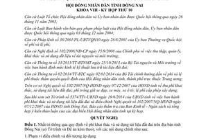 Nghị quyết 118/2014/NQ-HĐND phí khai thác sử dụng tài liệu đất đai điều chỉnh 102/2007/NQ-HĐND Đồng Nai