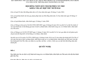 Nghị quyết 09/2014/NQ-HĐND mức thu dịch vụ kỹ thuật mới cơ sở khám chữa bệnh Nhà nước Cần Thơ