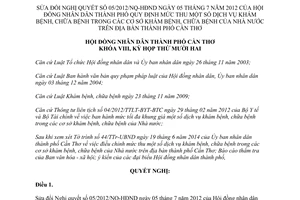 Nghị quyết 08/2014/NQ-HĐND sửa đổi 05/2012/NQ-HĐND mức thu dịch vụ khám chữa bệnh cơ sở Nhà nước Cần Thơ