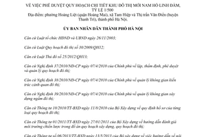 Quyết định 3758/QĐ-UBND 2014 Quy hoạch Khu đô thị mới Nam hồ Linh Đàm Hà Nội