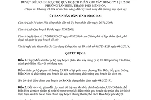 Quyết định 2176/QĐ-UBND 2014 điều chỉnh quy hoạch xây dựng tỷ lệ 1/2.000 Tân Biên Đồng Nai