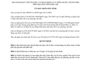 Quyết định 24/2014/QĐ-UBND Quy chế tổ chức hoạt động thôn buôn tổ dân phố Đắk Lắk
