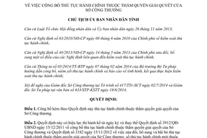Quyết định 1660/QĐ-UBND năm 2014 thủ tục hành chính thuộc thẩm quyền Sở Công thương Bình Dương