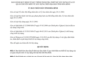 Quyết định 13/2014/QĐ-UBND quy trình thẩm tra thiết kế xây dựng Hòa Bình