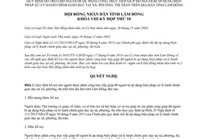 Nghị quyết 105/2014/NQ-HĐND hỗ trợ người giúp đỡ người bị áp dụng biện pháp xử lý hành chính Lâm Đồng