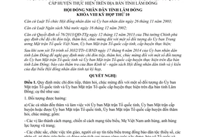 Nghị quyết 109/2014/NQ-HĐND mức chi đón tiếp thăm hỏi chúc mừng một số đối tượng Lâm Đồng