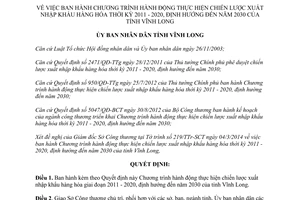 Quyết định 1064/QĐ-UBND 2014 chiến lược xuất nhập khẩu hàng hóa 2011-2020 Vĩnh Long