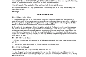 Thông tư 21/2014/TT-BKHCN đo lường lượng hàng đóng gói sẵn