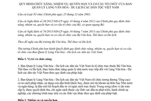 Quyết định 39/2014/QĐ-TTg nhiệm vụ quyền hạn cơ cấu tổ chức Ban Quản lý Làng Văn hóa Du lịch