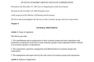 Decree No. 69/2014/ND-CP on state economic groups and state corporations
