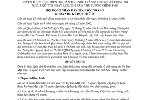 Nghị quyết 06/2014/NQ-HĐND chế độ chi đón tiếp thăm hỏi chúc mừng Sóc Trăng 76/2013/QĐ-TTg