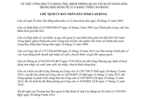 Quyết định 1000/QĐ-UBND 2014 công bố cửa khẩu phụ điểm thông quan Khu kinh tế cửa khẩu Cao Bằng