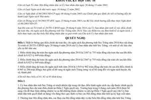 Nghị quyết 08/2014/NQ-HĐND điều chỉnh dự toán thu chi ngân sách địa phương Sóc Trăng 2014