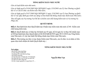 Quyết định 03/2014/QĐ-KTNN Chuẩn mực kiểm toán nhà nước số 40 Kiểm soát chất lượng kiểm toán