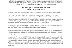 Nghị quyết 86/2014/NQ-HĐND phí sử dụng bến bãi phương tiện chở hàng hóa qua cửa khẩu Quảng Bình