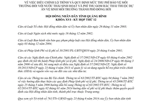 Nghị quyết 85/2014/NQ-HĐND phí bảo vệ môi trường nước thải sinh hoạt phí thu gom rác thải Quảng Bình