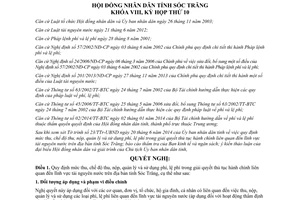 Nghị quyết 11/2014/NQ-HĐND phí lệ phí giải quyết thủ tục hành chính tài nguyên nước Sóc Trăng