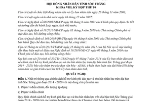 Nghị quyết 16/2014/NQ-HĐND hỗ trợ kinh phí đào tạo thu hút nhân lực Sóc Trăng giai đoạn 2014 2020