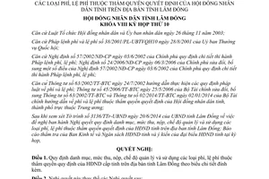 Nghị quyết 101/2014/NQ-HĐND phí lệ phí thuộc thẩm quyền quyết định Hội đồng nhân dân tỉnh Lâm Đồng