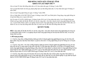 Nghị quyết 93/2014/NQ-HĐND chế độ cán bộ công chức viên chức công nghệ thông tin Hà Tĩnh