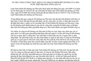 Chỉ thị 03/2014/CT-UBND thực hiện Luật trách nhiệm bồi thường nhà nước Lào Cai