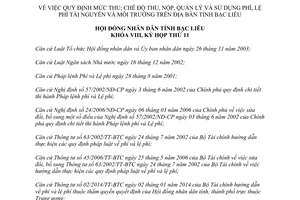 Nghị quyết 04/2014/NQ-HĐNĐ mức thu quản lý sử dụng phí lệ phí tài nguyên môi trường Bạc Liêu