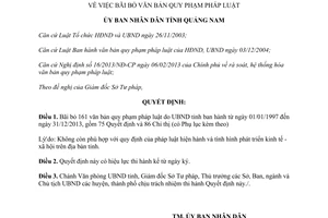 Quyết định 2217/QĐ-UBND 2014 bãi bỏ văn bản quy phạm pháp luật Quảng Nam