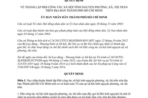 Quyết định 24/2014/QĐ-UBND thành lập Đội công tác xã hội tình nguyện phường xã thị trấn TP Hồ Chí Minh