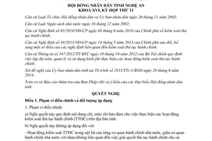 Nghị quyết 131/2014/NQ-HĐND chi kiểm soát thủ tục hành chính Nghệ An