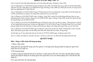 Nghị quyết 133/2014/NQ-HĐND lệ phí cấp giấy phép lao động cho người nước ngoài Nghệ An