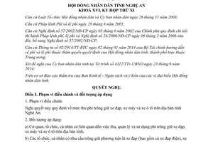 Nghị quyết 126/2014/NQ-HĐND mức thu phí trông giữ xe đạp xe máy ô tô Nghệ An