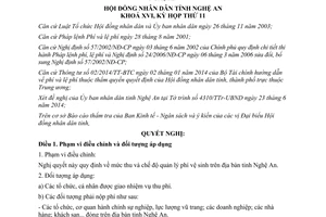 Nghị quyết 127/2014/NQ-HĐND mức thu chế độ quản lý phí vệ sinh Nghệ An