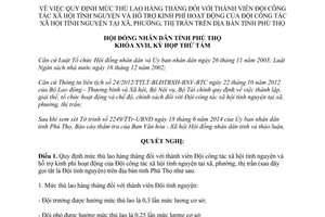 Nghị quyết 06/2014/NQ-HĐND mức thù lao thành viên Đội công tác xã hội tình nguyện Phú Thọ