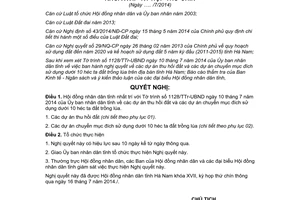 Nghị quyết 07/NQ-HĐND 2014 thu hồi đất chuyển mục đích sử dụng dưới 10 héc ta đất lúa Hà Nam