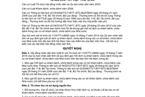 Nghị quyết 11/2014/NQ-HĐND giá dịch vụ khám chữa bệnh cơ sở khám chữa bệnh Nhà nước Hà Nam