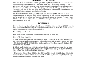 Nghị quyết 76/NQ-HĐND 2014 chuyển mục đích sử dụng đất lúa rừng phòng hộ đặc dụng đầu tư Sơn La