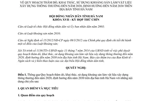 Nghị quyết 06/NQ-HĐND 2014 khai thác khoáng sản vật liệu xây dựng 2020 định hướng 2030 Hà Nam