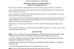 Nghị quyết 132/2014/NQ-HĐND rà soát Nghị quyết quy phạm Nghệ An từ 31/12/2013 trở về trước còn hiệu lực