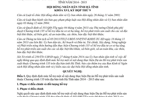 Nghị quyết 87/2014/NQ-HĐND hỗ trợ thực hiện Dự án phát triển sản xuất Chương trình 135 Hà Tĩnh 2014 – 2015