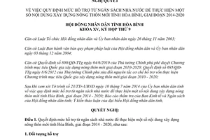 Nghị quyết 97/2014/NQ-HĐND mức hỗ trợ ngân sách xây dựng nông thôn mới Hòa Bình 2014 2020