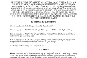 Quyết định 2685/QĐ-BQP 2014 đính chính 24/2014/TT-BQP và 39/2014/TT-BQP