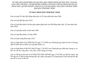 Quyết định 322/2014/QĐ-UBND đơn giá đo đạc địa chính đăng ký đất đai lập hồ sơ địa chính Bắc Ninh