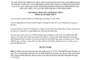 Nghị quyết 14/NQ-HĐND năm 2014 kéo dài thời gian 37/2011/NQ-HĐND hỗ trợ lãi suất vay vốn Đắk Nông